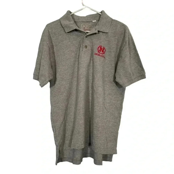 Nebraska Cornhuskers AS Sports Men's Gray Cotton Polo Size Large Shirt - Picture 1 of 12